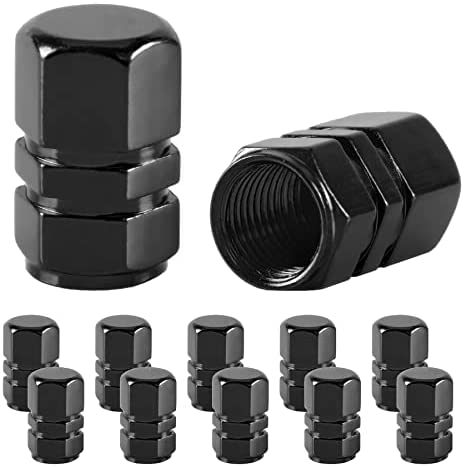 JUSTTOP Car Tire Valve Stem Caps, 12pcs Air Caps Cover, Universal for Cars, SUVs, Bike, Trucks and Motorcycles-Black