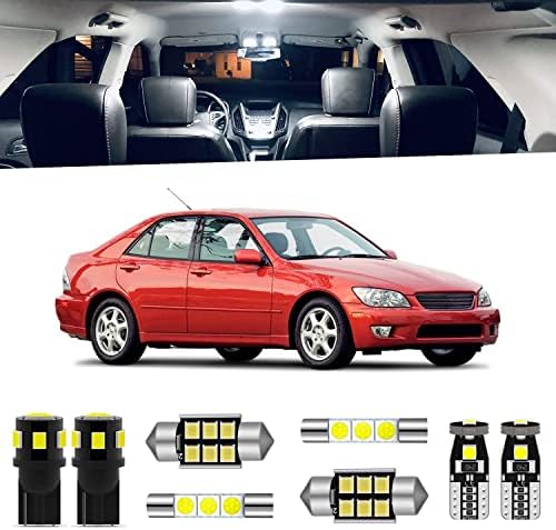 ENDPAGE 12-Pieces White Interior LED Light Kit Package Compatible with Lexus IS200 IS300 2001 2002 2003 2004 2005 Interior 6000K LED Lighting Package + License Plate Lights, Install Tool