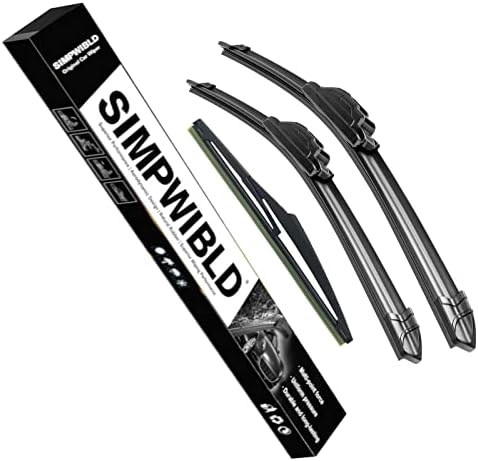 Front And Rear Set Wipers 26″+18″ Front Windscreen Wipers With 8″ Rear Wiper Blades Set For 2001-2017 Lexus CT200h-OE/Original Quality (Pack of 3)